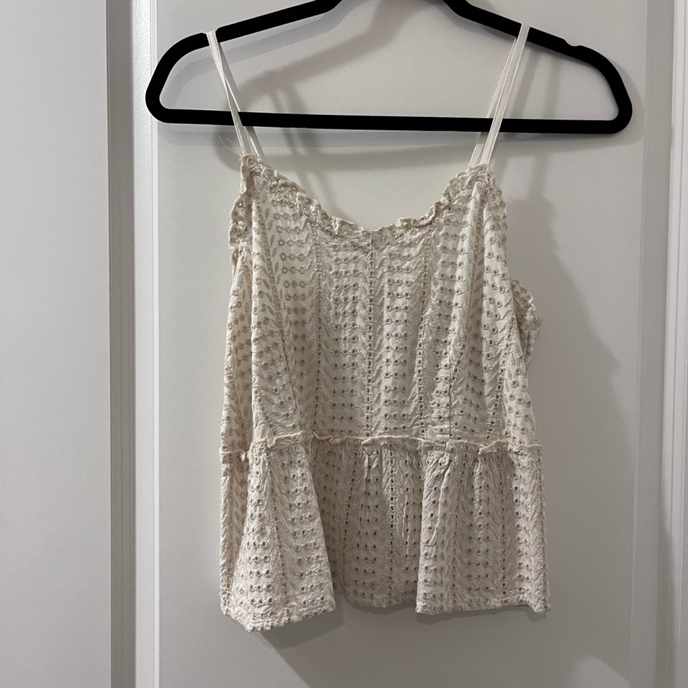 Sim & Sam size small eyelet tank top . White and cream colored